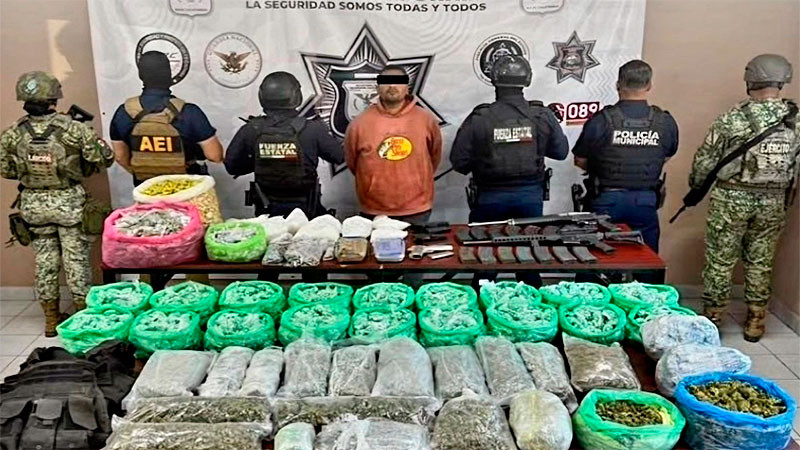 Detienen en Ensenada a presunto operador de grupo delictivo de sinaloa; le aseguran estupefacientes y armas 