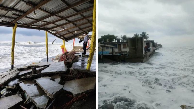 Vigilan Playa Azul, en Lázaro Cárdenas por fuerte oleaje 