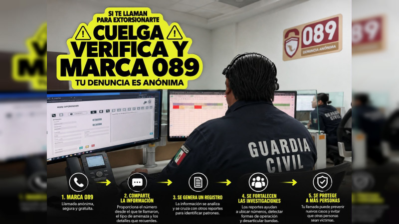 Frena la extorsión; conoce la importancia de denunciar al 089