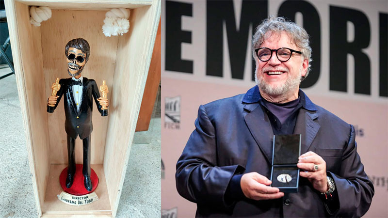 Artesano de Capula inmortaliza a Guillermo del Toro en un catrín de barro 