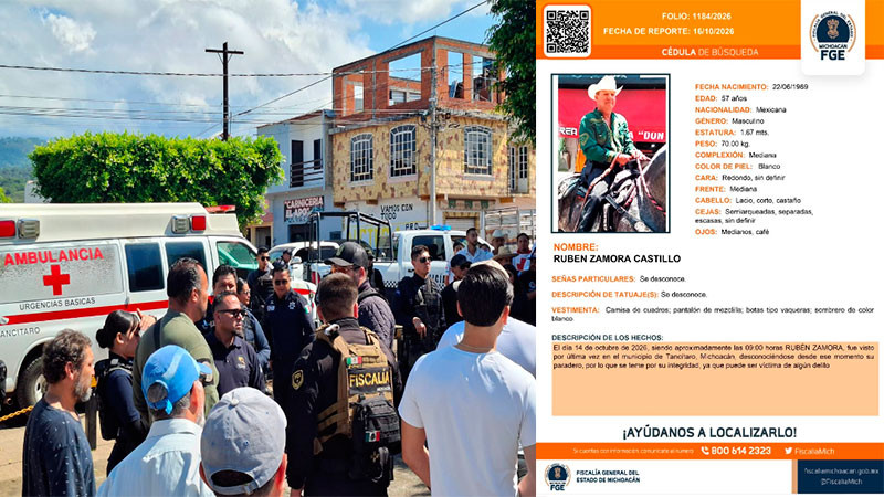 FGE participa en operativo conjunto en búsqueda de Rubén Zamora en Tancítaro 