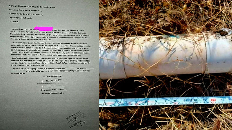 A horas de la visita de Claudia Sheinbaum a Apatzingán, desplazados por la violencia piden apoyo para retirar minas explosivas 