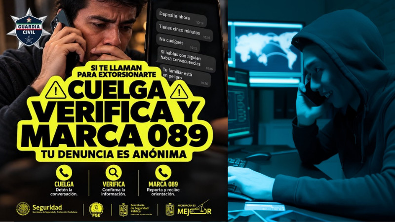 ¿Te amenazan por teléfono para exigir dinero? Guardia Civil alerta sobre señales de extorsión en Michoacán 