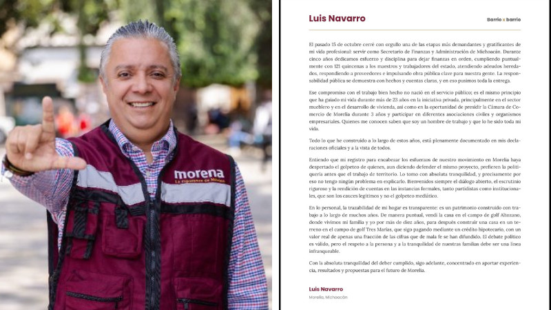Luis Navarro defiende su patrimonio y responde a críticas tras buscar encabezar proyecto político en Morelia 