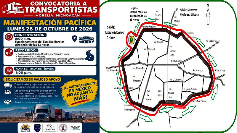 Transportistas se manifestarán en Morelia este lunes; prevén recorrido por varios tramos del periférico 