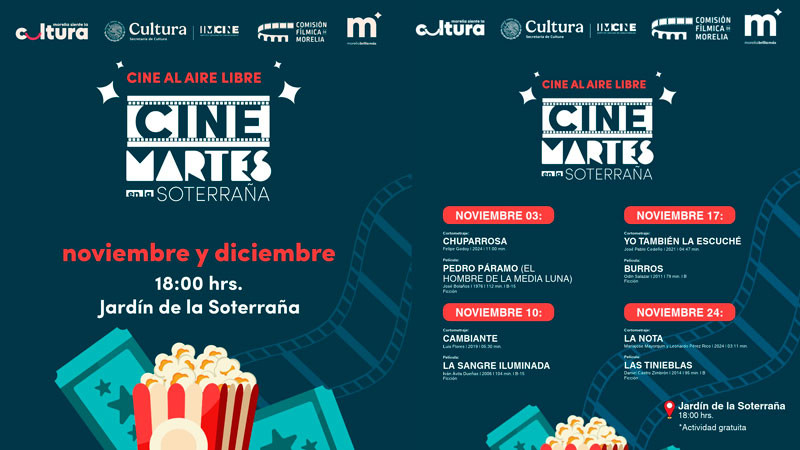 Invita Comisión Fílmica de Morelia a CineMartes en La Soterraña 