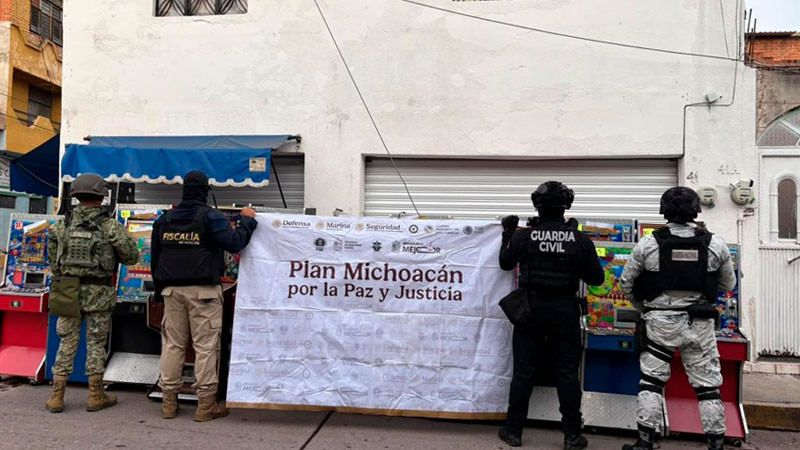 Tras seis cateos en La Piedad, Michoacán aseguran 97 máquinas tragamonedas y dosis de estupefacientes 