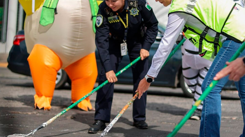 Morelia refuerza la seguridad vial con acciones de balizamiento en avenida Lázaro Cárdenas 