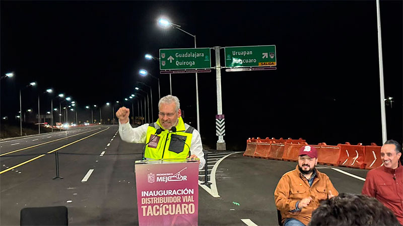 Morelia salió del rezago estructural, afirma Bedolla tras inaugurar distribuidor vial Tacícuaro 