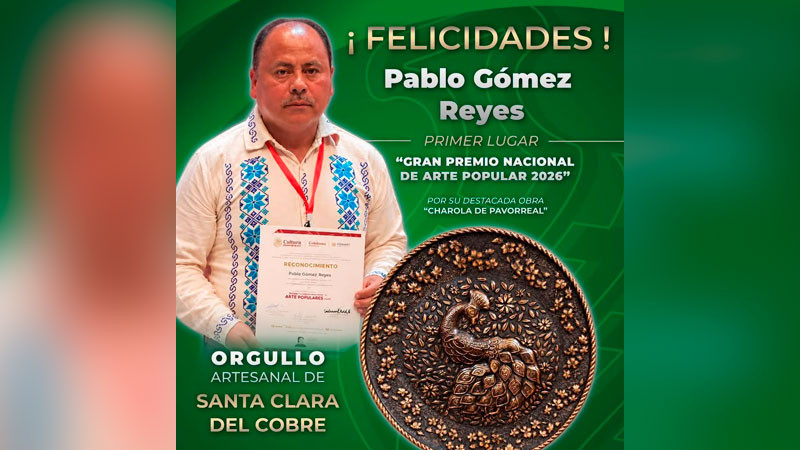 Dayana Pérez reconoce el talento del artesano Pablo Gómez Reyes, ganador del Gran Premio Nacional de Arte Popular 2026 