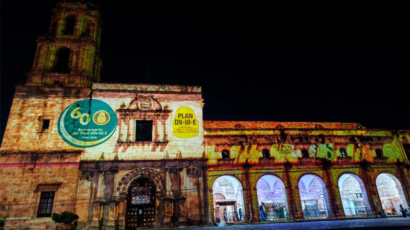 Iluminan monumentos de Morelia por los 60 años del Plan DN-III-E 