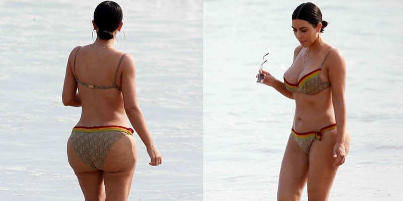Kim Kardashian luce celulitis en playas mexicanas  