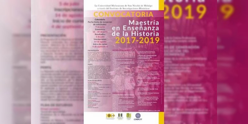 Amplían periodo de registro para Maestría en Enseñanza de la Historia 