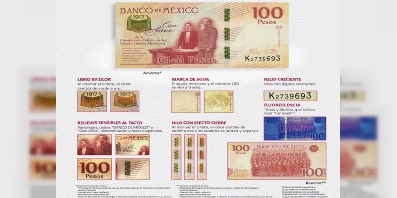 Alerta Banxico por aparición de billetes falsos de cien pesos 