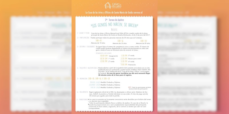 Casa de Artes y Oficios de Santa María invita a su segundo Torneo de Ajedrez   - Foto 1 