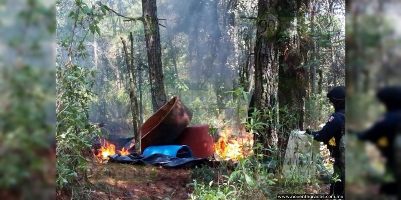 Destruyen 'narcolaboratorio' en Uruapan, Michoacán - Foto 0 
