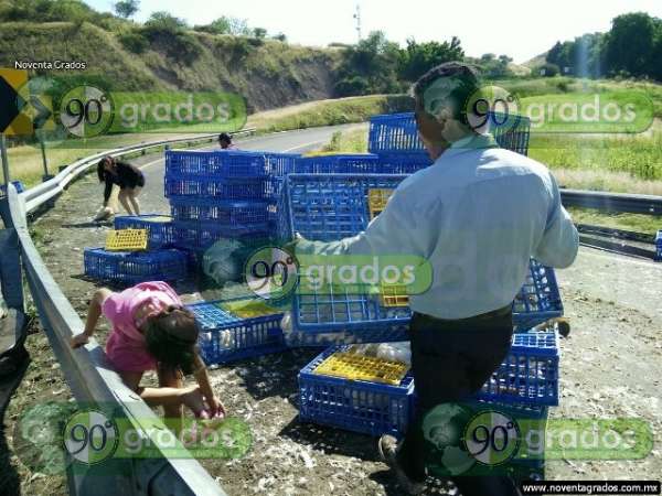 Fotogalería: Decenas de pollos muertos tras volcadura de tráiler en Cuitzeo, Michoacán - Foto 9 