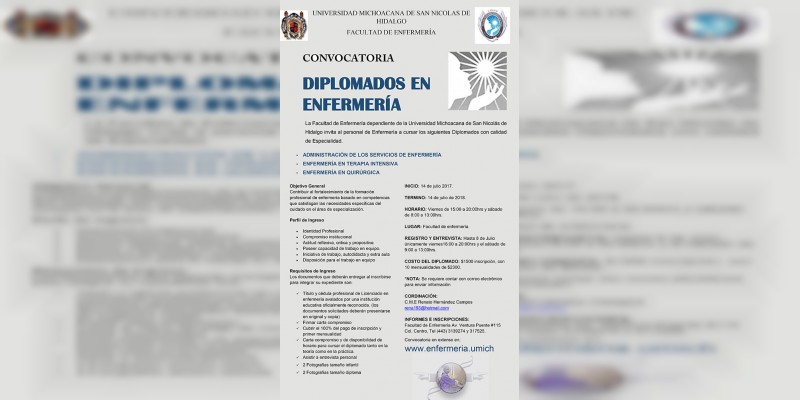 Diplomados en Enfermería con calidad de Especialidad en la UMSNH 