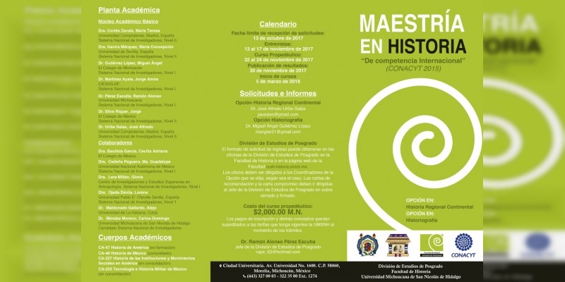 UMSNH abre nueva convocatoria para Posgrado de Maestría en Historia 