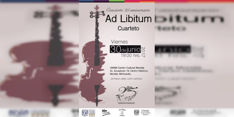 Ofrece Ad – Libitum concierto de gala en la UNAM Centro Cultural Morelia. 