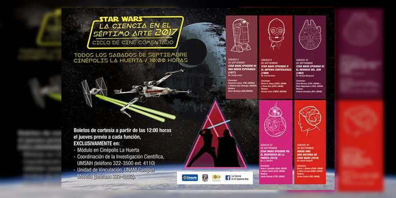 Invitan UMSNH y UNAM en Morelia, al Ciclo de cine comentado sobre la saga de Star Wars 