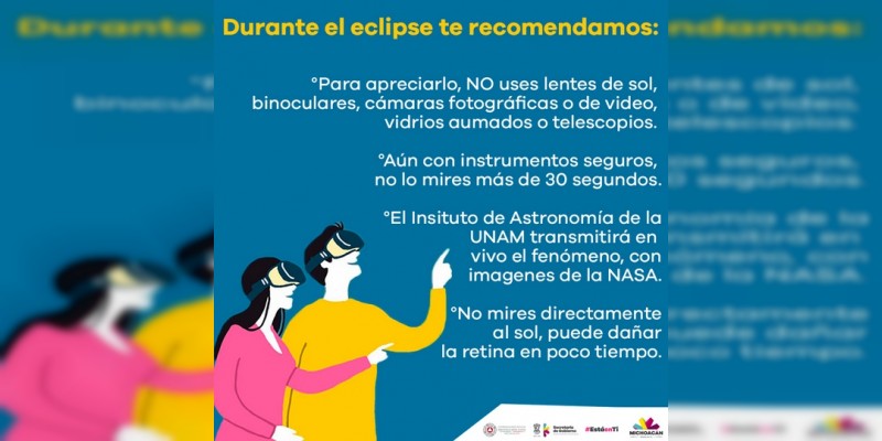 Atenta Segob a paso del eclipse solar en Michoacán 