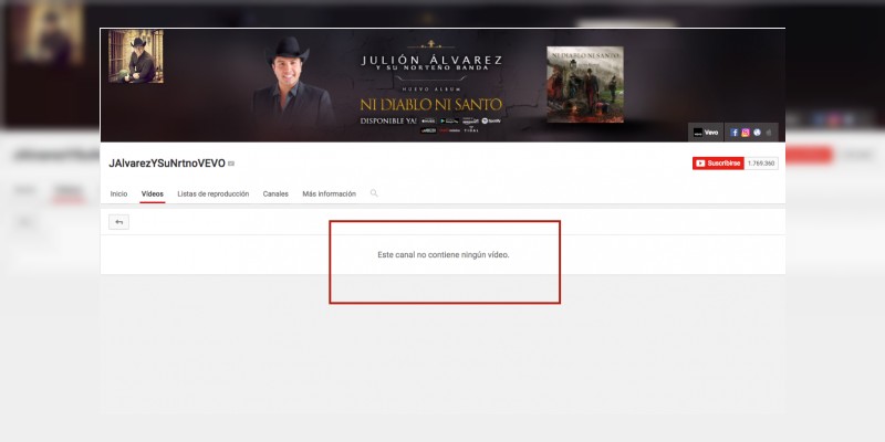 Youtube le canceló los videos a Julión Álvarez en su plataforma  