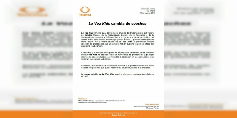 Televisa corre a Julión Álvarez de la Voz Kids por sus presuntos nexos con el narco - Foto 1 