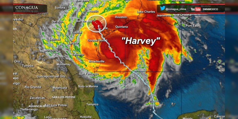 Huracán Harvey se intensificó a categoría 4 en la escala Saffir- Simpson, generará lluvias intensas  