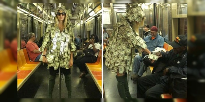 Modelo de Playboy reparte dólares por las calles de Nueva York, pero lo hace de una manera muy peculiar  