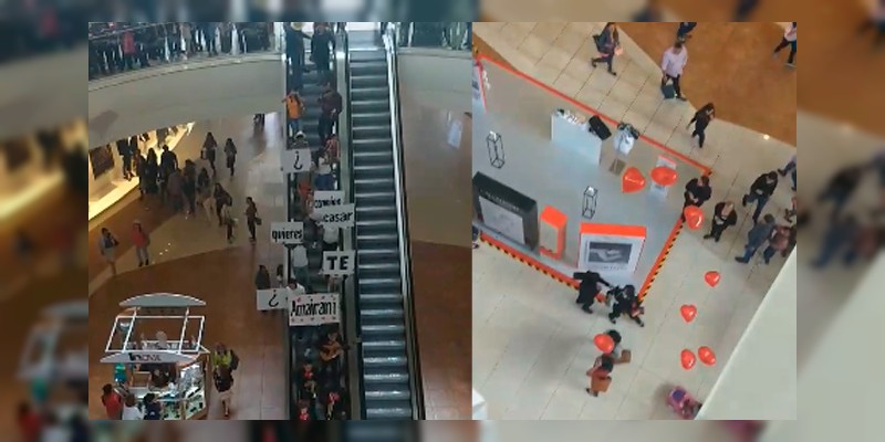 De una manera muy original, hombre pide matrimonio en plaza las Américas de Morelia  