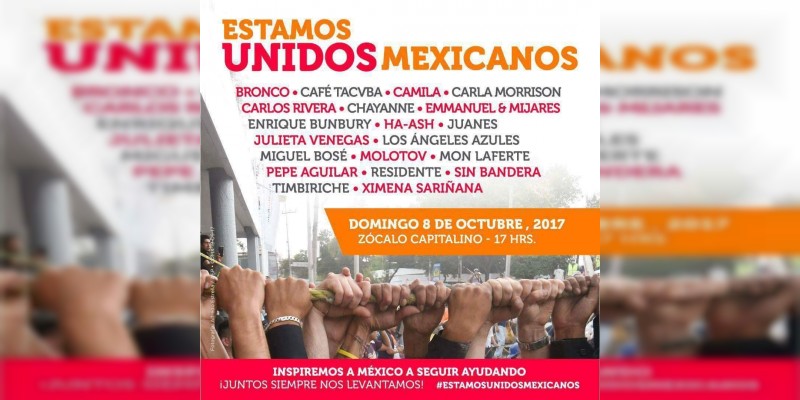 Artistas realizarán concierto a beneficio en el Zócalo 