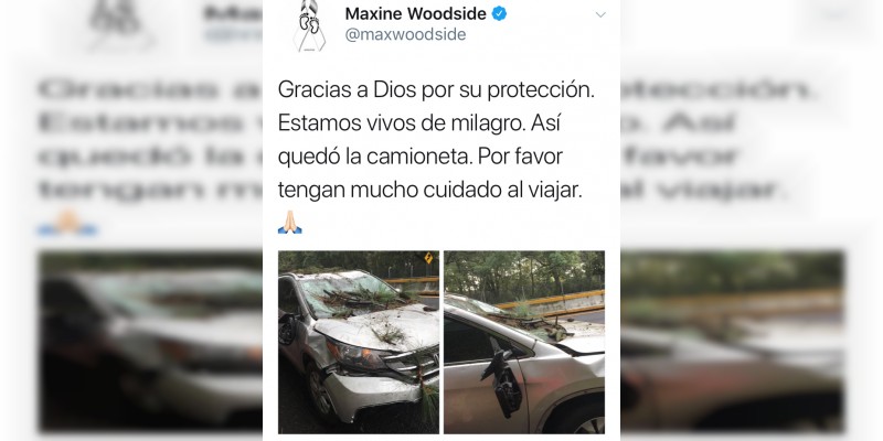Maxine Woodside sufre fuerte accidente vehicular  