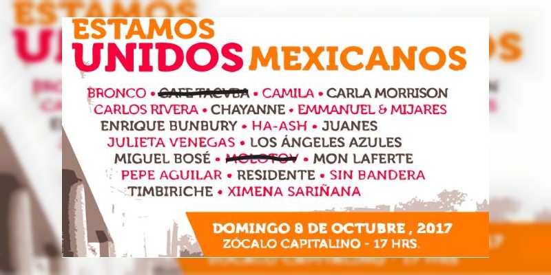 Café Tacvba y Molotov deciden cancelar su presentación en el concierto "Estamos Unidos Mexicanos" 