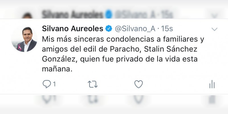 No habrá impunidad en el asesinato del edil de Paracho: Silvano Aureoles 