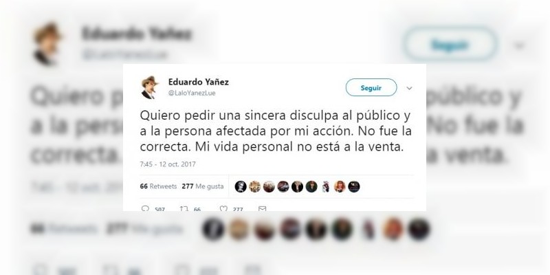 Eduardo Yáñez ofrece disculpa pública por golpear a reportero 