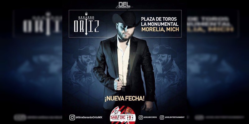 Gerardo Ortiz regresará a Morelia en diciembre 