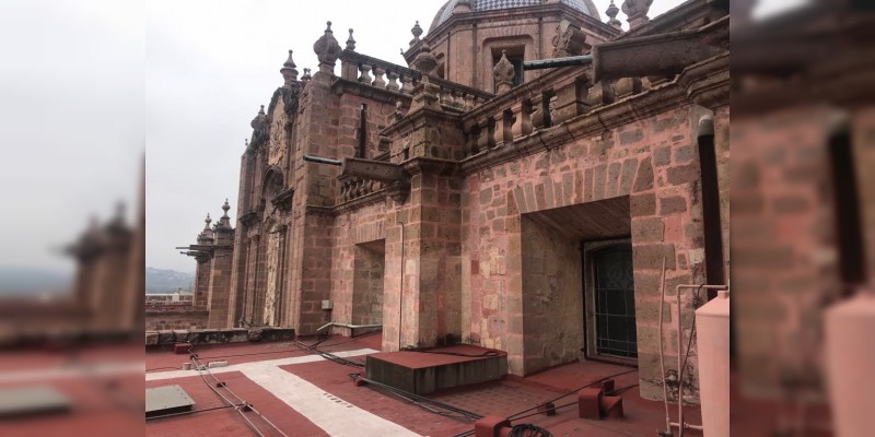 Supervisa Sectur estatal, avances de la obra de iluminación de la Catedral de Morelia 