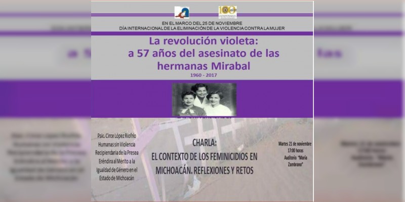 Facultad de Filosofía analizará contexto de feminicidios en Michoacán 