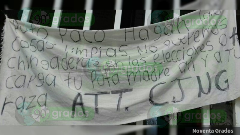 Ponen “narcomantas” contra candidatos a presidentes municipales de Contepec, Michoacán 