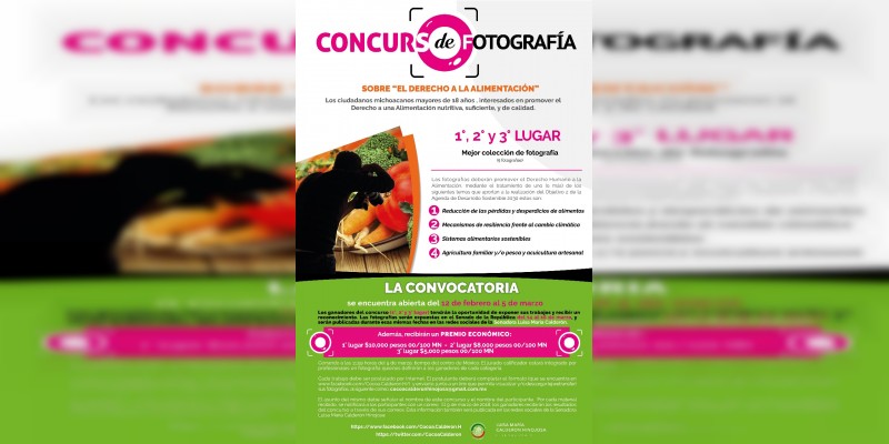 Lanza Luisa María Calderón Convocatoria al ”Concurso de Fotografía sobre el Derecho a la Alimentación“ 