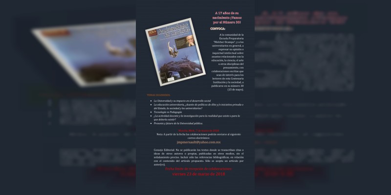Se abre a colaboraciones el número 30 de la revista ”Archipiélago de Canteras“ 