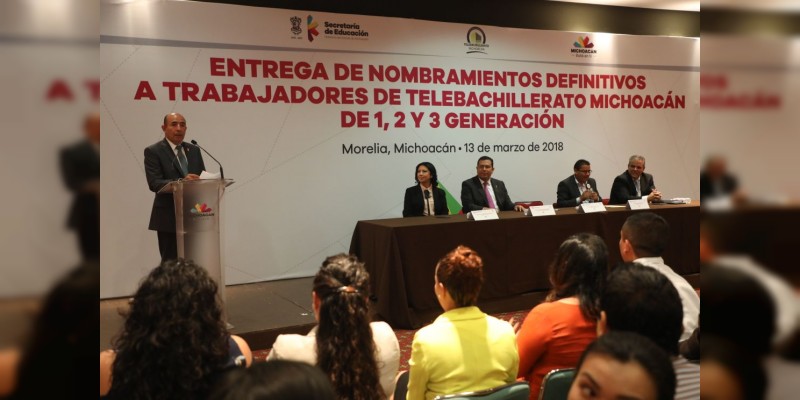 Entrega SEE nombramientos definitivos a trabajadores de Telebachillerato Michoacán 