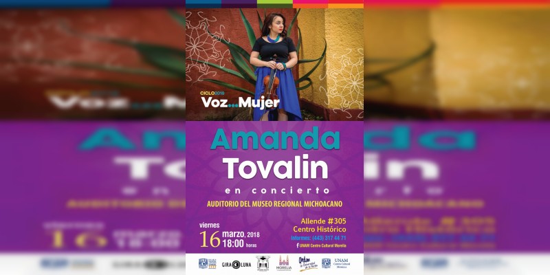 Este viernes, concierto gratuito de la jazzista Amanda Tovalín en Morelia 