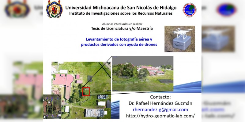 Ofrecen titulación con el proyecto Levantamiento de fotografía aérea y productos derivados, con ayuda de drones 
