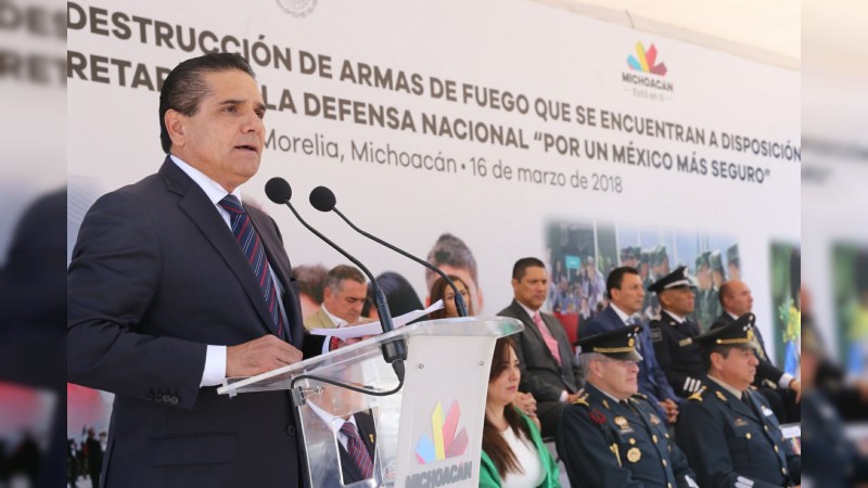 Encabeza Gobernador destrucción de armas decomisadas en Guanajuato, Querétaro y Michoacán  