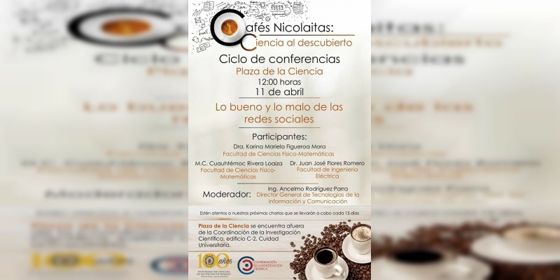 Las bondades y perjuicios de las redes sociales, tema del Café Nicolaita esta semana 