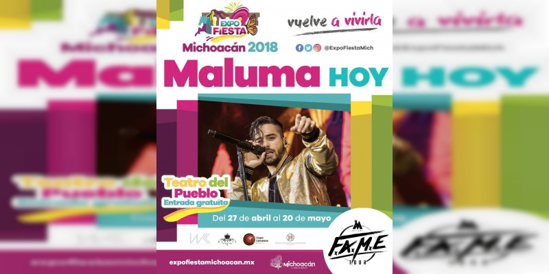 Esta noche, Maluma en la Expo Fiesta Michoacán 2018 