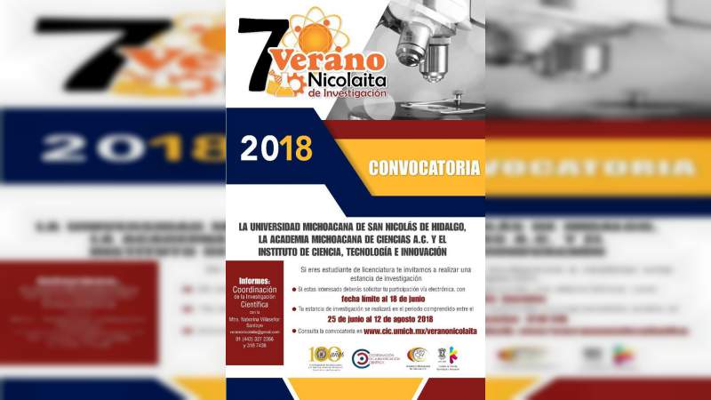Última semana de inscripción para el Verano Nicolaita de Investigación 