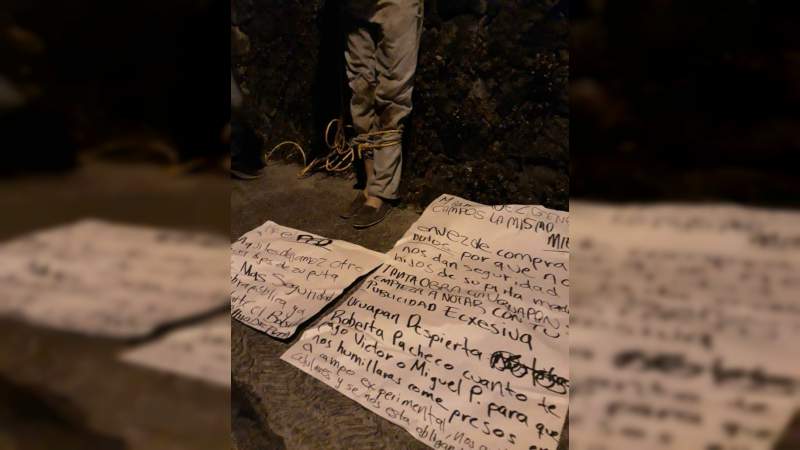 Exhiben a presunto delincuente y le dejan consignas contra Víctor Manuel Manríquez González   - Foto 3 